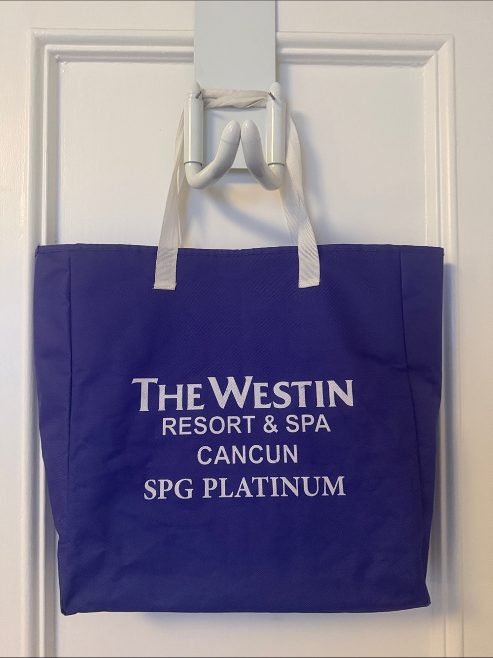 Hotel Collection Purple Tote Bag with White Handles
